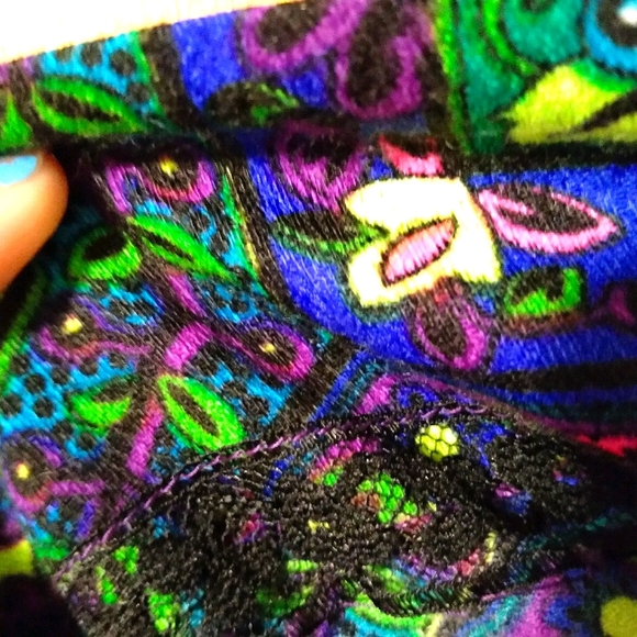 Vintage Neon Floral Barkcloth Maxi Skirt Handmade - Picture 10 of 14